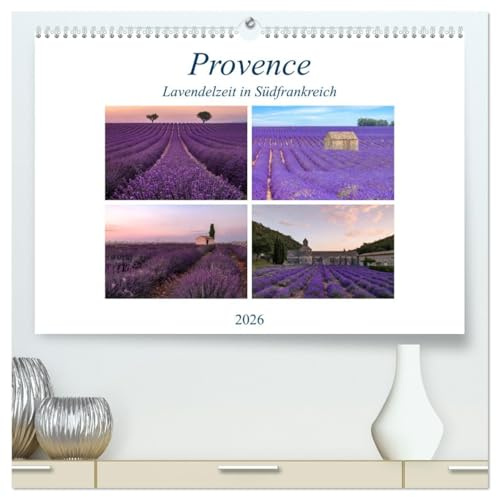 Provence, Lavendelzeit in Südfrankreich (hochwertiger Premium Wandkalender 2026 DIN A2 quer), Kunstdruck in Hochglanz: Im Juli jeden Jahres verwandelt ... von duftenden Lavendel. (CALVENDO Orte)