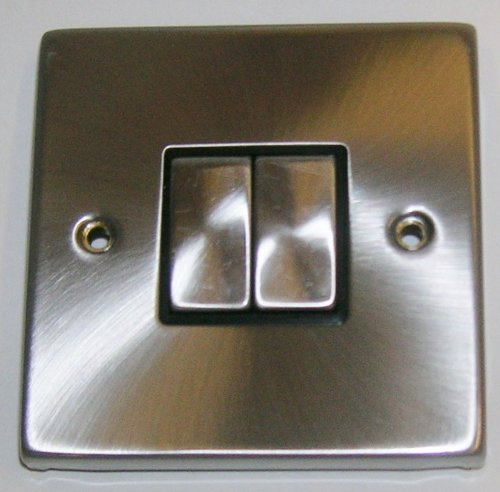 Satin Chrome Double (2 gang) Light Switch