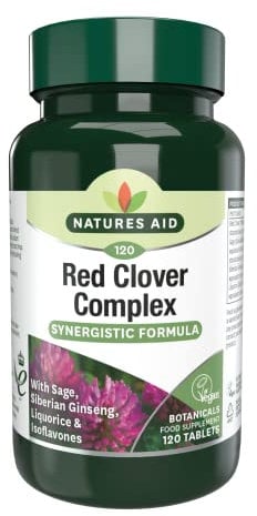 Natures Aid Red Clover Complex – With Isoflavones, Sage, Ginseng & Liquorice – Supports Women’s Health, Hormonal Balance & Menstrual Comfort – Vegan, Gluten-Free, Non-GMO Supplement - 120 Tablets