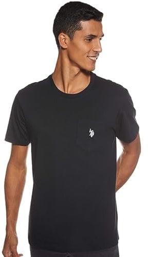 U.S. Polo Assn. Herren T-Shirt mit Rundhalsausschnitt und Taschen (Farbgruppe 2 von 2), schwarz, Klein