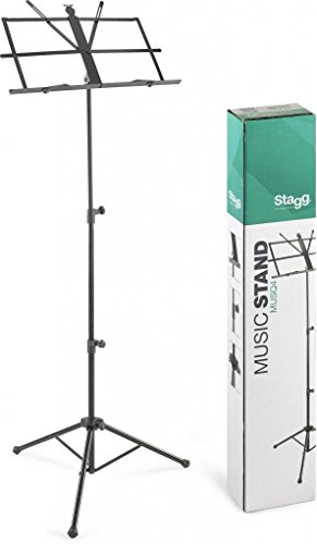 Stagg 22040 Notenständer mit Nylon-Verbindungsteilen (zusammenklapbar, Ablagehöhe: 52-123cm (20,5-48,5 Zoll), 3x Sektionen: 12/16/19mm, Rohrdurchmesser Beine: 16mm)