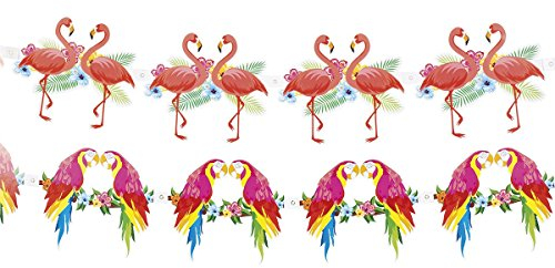 Alsino Hawaii Party Girlande Wimpelkette Wimpelgirlande Flamino Papagei, wählen:Flamingo Girlande 52532