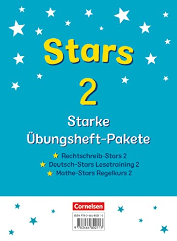 STARS - starke Übungshefte - Basiskompetenzen Deutsch und Mathematik - 2. Schuljahr: Rechtschreib-Stars, Deutsch-Stars Lesetraining und Mathe-Stars Regelkurs - 3 Übungshefte mit Lösungen im Paket