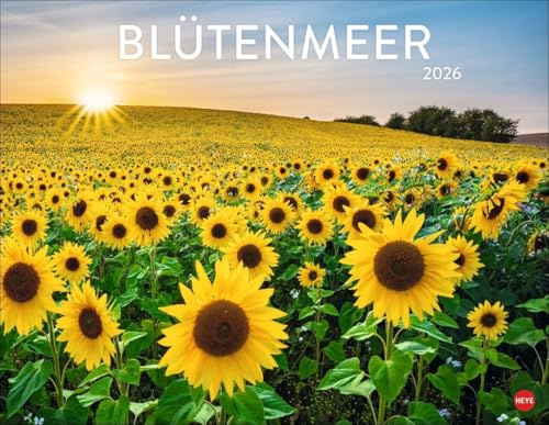 Blütenmeer Posterkalender 2026: Wandkalender mit 12 beeindruckenden Landschaftsfotos. Dekorativer Jahres-Kalender mit üppigen Blumenwiesen. 44 x 34 cm. Querformat.