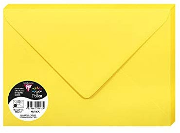 Clairefontaine - Ref 5562C - Pollen Envelopes (Pack of 20) - C5 Sized, 120gsm Paper, Gummed Seal, Inkjet & Laser Printer Compatible, Acid Free - Intensive Yellow