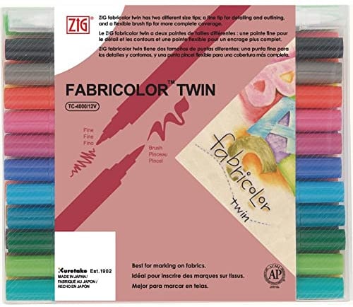 ZIG Fabricolor Twin Tip Pen Sets - 24 Colour Set