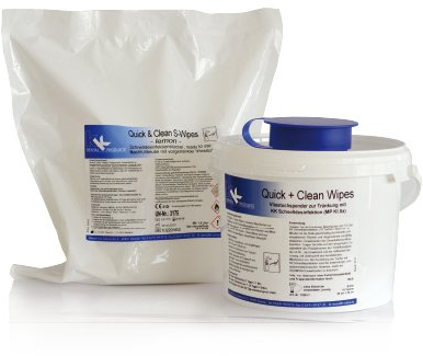 KK Desinfektionstücher | Quick & Clean S-Wipes ready to use | Refillbeutel + Spendereimer | Set | Duftsorte: Lemon
