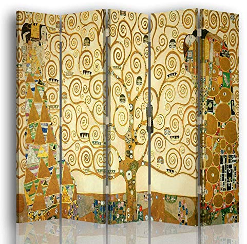 Legendarte - Paravant, Raumteiler Der Lebensbaum - Gustav Klimt - Dekorativer Raumtrenner cm. 180x170 (5 x)