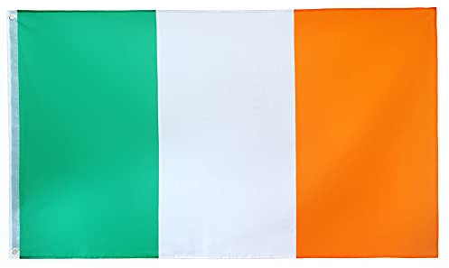 3x5 Foot (90 X 150cm) Ireland Flags Large Festival Banners with Brass Grommets Irish Flags Party Celebration Garden Indoor Outdoor Decoration St Patrick's Day Irish Supporter