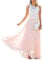 Minetom Rosa Rose Weiße Spitze Rundhals Ärmellos Abendkleid Partei Festliche Maxikleid Günstig Brautjungfernkleid B Rosa 42