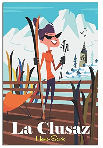 La Clusaz France Ski-Poster auf Leinwand, Wanddekoration, Poster, Poster, Geschenk, 30 x 45 cm