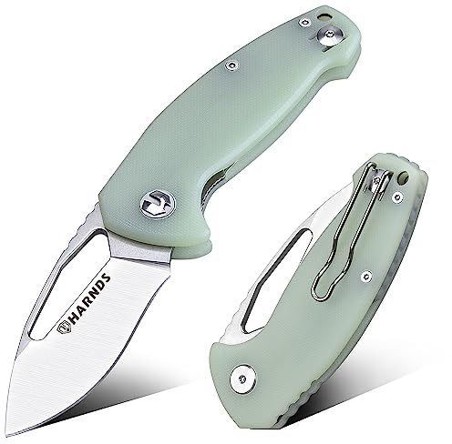 HARNDS Seal Outdoor Coltello pieghevole con lama in acciaio Aus-8 Coltello tascabile con impugnatura in G10 Clip da tasca (Ciano)