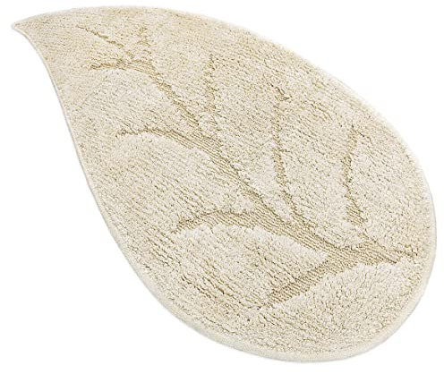 Leaf Teppich für Badezimmer, reine Baumwolle, weich, saugfähig, waschbar, Modell: Leaf, Cremefarben (A)