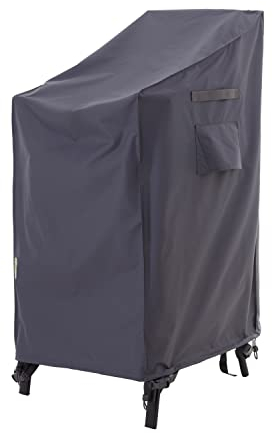 F&J Outdoors Gartenstühle Abdeckung Wasserdicht UV-beständig Robust Schutzhülle für Stapelstühle Hochlehnstühle im Sommer Winter Draußen Plane (69x94x91/119cm), Grau