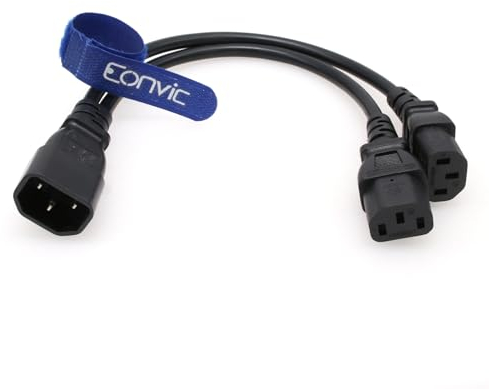 Eonvic Cavo di alimentazione IEC 320 C14 a 2 x C13, spina C14 a 2 x C13, cavo di alimentazione IEC-320 Power Y tipo splitter cavo adattatore 250 V 10 A