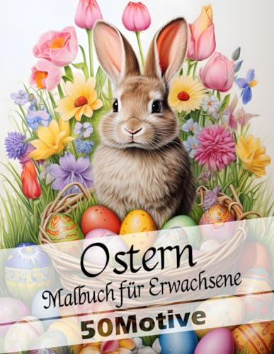 Ostern Malbuch für Erwachsene mit 50 wunderschönen Ostermotiven, mit Eiern, Hasen, Blumen und mehr. Ausmalbuch für Erwachsene und Jugendliche zum ... für sich selbst, oder für die liebsten.