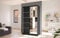Easy Sofas and Wardrobes – Mirror Sliding 2 Door Modern Wardrobe with LED Lights Black 100 cm Hanging Rail & Shelves Storage Cabinet for Bedroom