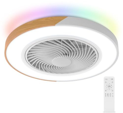 BESCOST Ventilatore da Soffitto con Luce Fredda/Calda/Naturale(3000K-4200K-6000K) e RGB,Lampadario con Ventilatore da Soffitto con Telecomando :6 Velocità,Timer(1H/4H) Motore Reversibile,Basso Rumore