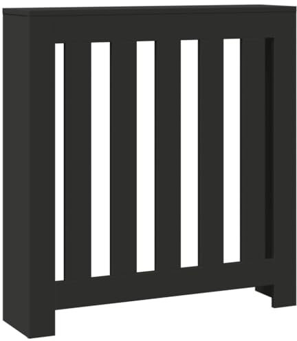vidaXL Cubierta de radiador Madera de ingeniería Negro 78x20x82 cm, Tapa de radiador, Cubierta Alta del radiador, Tapa de la válvula del radiador