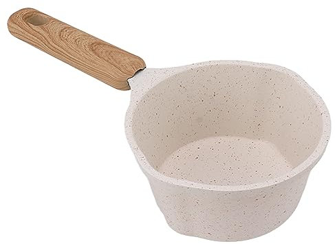 Mini Casserole 250 Ml, Petit Pot à Lait Antiadhésif, Petite Casserole Blanche à Fond Plat, Pot à Lait Multifonctionnel pour Cuisinière à Gaz, Camping-car, Cuisinière à Induction