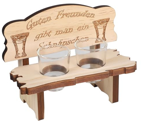 CPROSP Schnapsbank Holz mit Gravur und 2 Stamperl zum Gute Geschenk Idee ‘Freunden'
