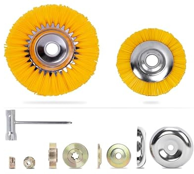 Unkrautbürste Wildkrautbürste, 2 Pack Motorsense Freischneider Rundbürste 8 Zoll & 6 Zoll, 25,4 MM Öffnung Nylonbürste für Rasentrimmer, Motorsense,Freischneider gegen Unkraut,Moos,Verunreinigungen