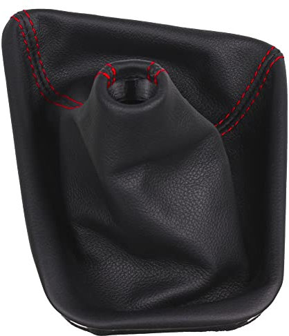 ICT Schaltmanschette Schaltsack mit Kunststoffrahmen – kompatibel mit BMW E46 3er Reihe 1998-2005, Schaltgetriebe – Fahrzeugspezifisch, einfache Montage – Premium Qualität (Naht in rot)
