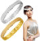 Kajaia 2 Stück Pailletten Stirnband Elastische Glitzer Haarband für Damen 1920er Pailletten Haarband Vintage Glitzer Stirnband für Karnevals, Halloween, Party Accessoires(Gold, Silber)
