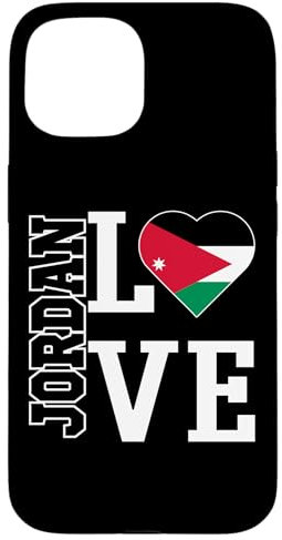 Liebe Jordanien mit jordanischer Flagge in einem Herzen Hülle für iPhone 15
