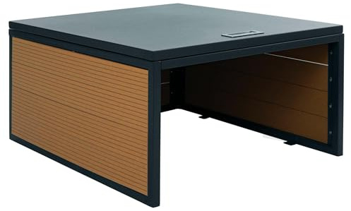 PROREGAL Mähroboter-Garage mit Deckel HxBxT 35x60x70cm WPC Metall Eiche-Optik Dach Unterstand für Rasenmäher universal