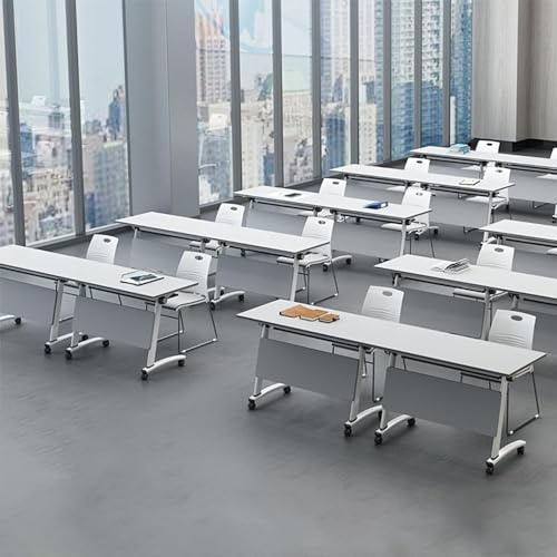 Klapptisch, klappbarer Konferenztisch auf Rollen für das Homeoffice, 6er-Pack rechteckiger modularer Besprechungs- und Schulungstisch