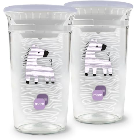 MAM Easy to Drink Cup 360°, Bicchiere antigoccia bambini 8+,Set da 2, Lilla