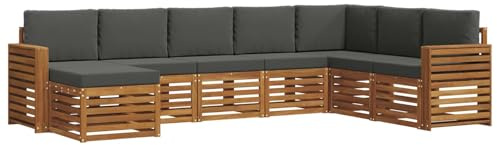 vidaXL Sofagarnituren 8 pcs Natur und Anthrazit Massivholz Akazie, Garten-Sofa, modernes Ecksofa, robuster Outdoor-Möbel für Terrasse und Lounge, Bequeme Sitzgarnitur