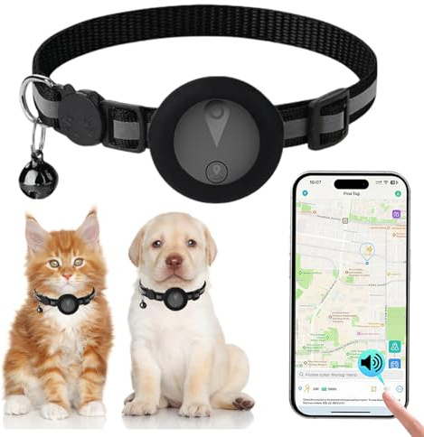 Cat GPS Tracker No Subscription Required Cat Collar Tracker Supports Android & iOS Dog Tracker with No Monthly Fees Activity History GPS Dog Tracker Real-time Location Tracking-Black