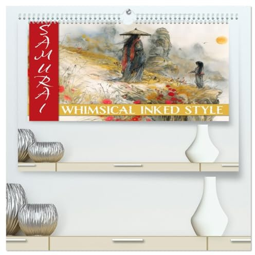 Samurai - whimsical inked style (hochwertiger Premium Wandkalender 2026 DIN A2 quer), Kunstdruck in Hochglanz: Der Kalender enthält 12, im verspielten ... über japanisches Samuraitum (CALVENDO Kunst)