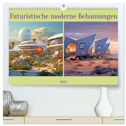 Futuristische moderne Behausungen (hochwertiger Premium Wandkalender 2026 DIN A2 quer), Kunstdruck in Hochglanz: Runde Gebäude und gläserne Fassaden (CALVENDO Orte)