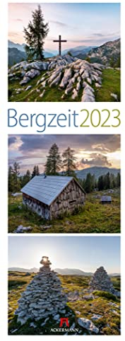 Bergzeit Kalender 2023, Wandkalender im Hochformat (24x66 cm) - Triplet-Landschaftskalender mit Alpen und Bergen für Berg-Fans & Wanderer