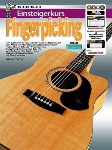 Einsteigerkurs Fingerpicking Gitarre. Enthält Medien Online