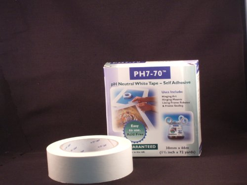 PH7-70 Acid Free mount fixing/frame seal White Tape 38mm x 66m Hinging Prints Frames Mounts pH Neutral
