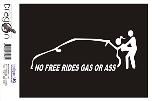 INDIGOS UG Aufkleber - Autoaufkleber - JDM - Die Cut - Auto - 210x80 mm - No Free Rides - Gas or Ass - weiß - Heckscheibe - Heckscheibenaufkleber - Sticker - Tuning