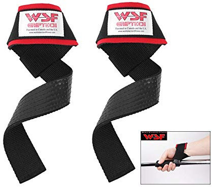 WSF, gummierte Hebegurte „Griptech“, schützen das Handgelenk, kein Verrutschen bei Kraftdreikampf, Gewichtheben, Klimmzügen, schweren Gewichten