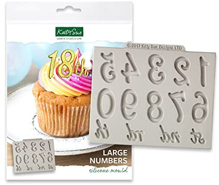 Large Numbers Silicone Mould for Cake Decorating, Crafts, Cupcakes, Sugarcraft, Candies, Chocolate, Card Making and Clay, Food Safe Approved, Made in The UK