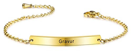 MeMeDIY Personalisierte Armband Namen Angepasst für Frauen Mädchen Edelstahl Einstellbare Knöchel Link Brautjungfer Geschenke Bester Freund Armbänder (Gold Farbe) - Gravur Angepasst