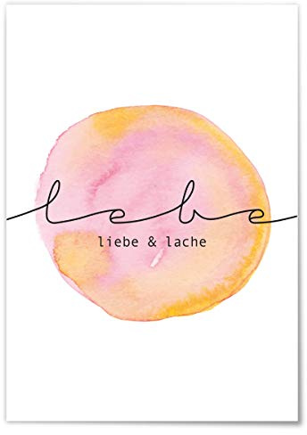 JUNIWORDS Poster mit/ohne Holzrahmen - Wähle ein Motiv - Lebe Liebe Und Lache - Wähle eine Größe - 30 x 40 cm (M) ohne Rahmen
