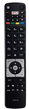 azurano Telecomando di sostituzione compatibile con TELEFUNKEN RC5118 per 32HB5150, 32HB5151, 43FB5151, 43UC7250, 49UC7250, 55UC7250, 65UC8250, B32F545A, B32F545B, B49F446A, D32F278X4CW, D49F279N3CW,