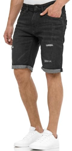Indicode Herren Caden Jeans Shorts mit 5 Taschen Denimstyle aus Baumwolle | Lässige Herrenshorts für Alltag und Freizeit im 5-Pocket-Look, Jeansshorts, Bermudas, Sommerhose, kurze Denim Hose für Männer