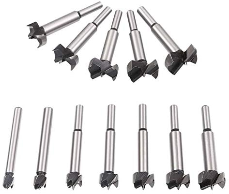 Flintronic Mèche Forstner pour bois, Mèches Forestières, 12 PCS (10MM - 35MM), Foret à Bois en Alliage de Qualité Supérieure avec Queue Ronde Pour le Perçage Dans le Bois,Plastique,Contreplaqué