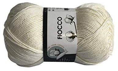 filati italiani Cotone Fiocco. 100% Cotton, 50g (125m) per Uncinetto e Maglieria (Panna - 7011)