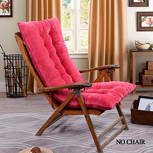 Yuly Thick Crystal Velvet Sun Lounger Cushions Garden Patio Deckchair Chair Pad Outdoor Indoor Padded Reclining Relaxer Wooden Chair Cushion Red