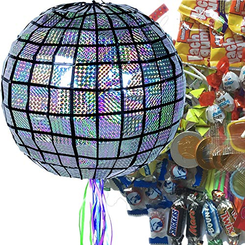 Pinata-Set * DISCO * mit großer Piñata + 100-teiliges Süßigkeiten-Füllung No.1 von Carpeta | Zugpinata für bis zu 20 Kinder | Kindergeburtstag Party